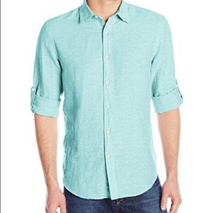 Perry ellis linen aqua blue linen shirt XL men’s